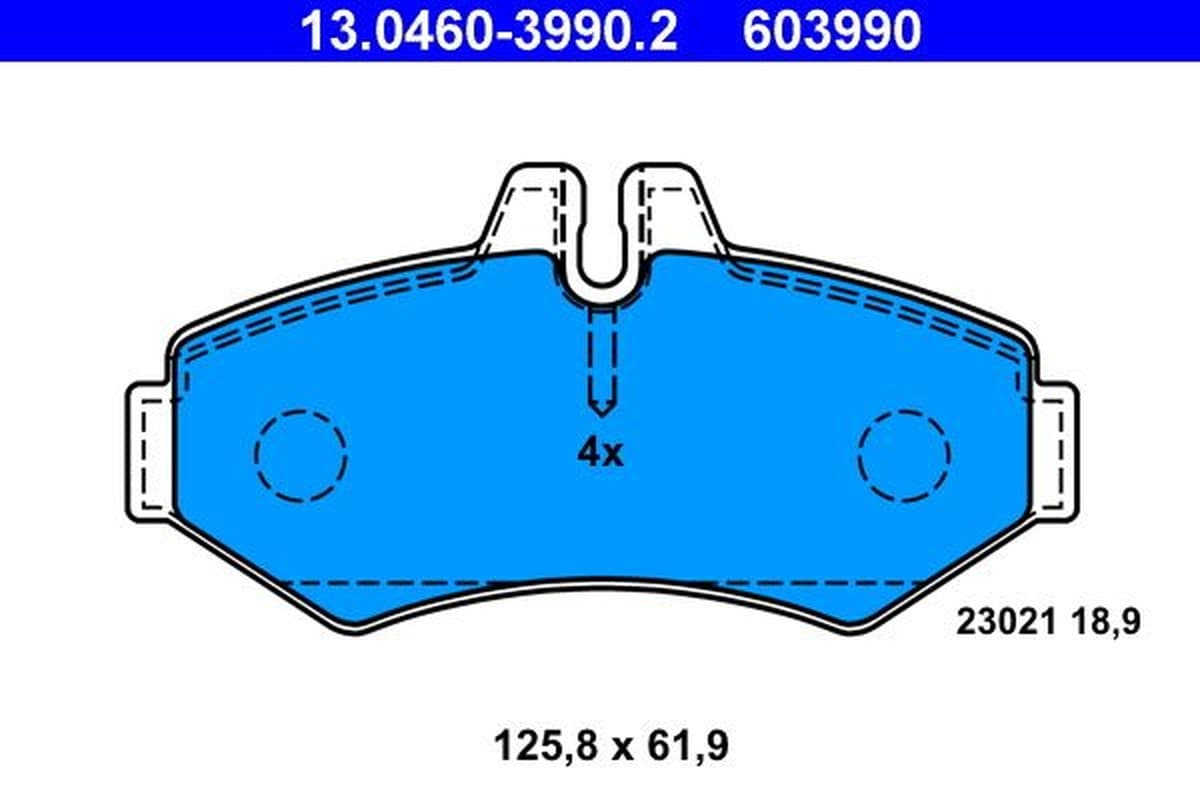 ATE Bremsbeläge 13.0460-3990.2 125,8x61,9 Stärke 18,9 mm für Warnkontakt