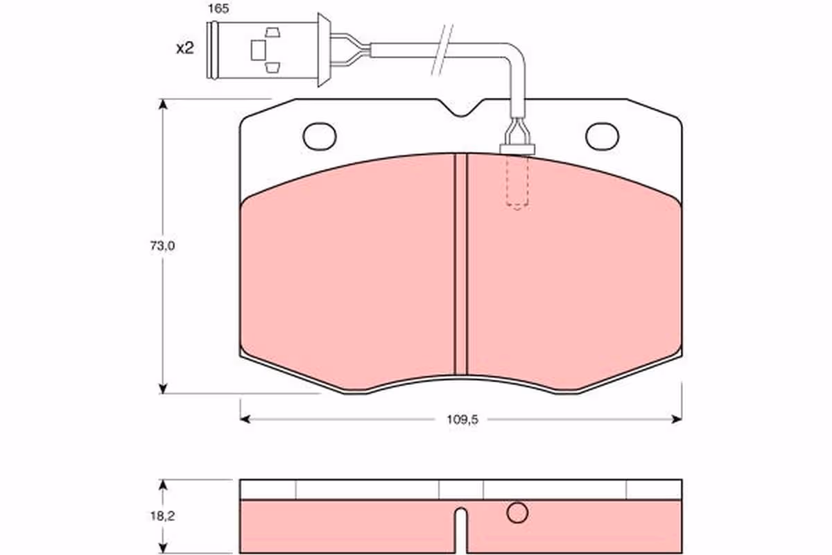 TRW Bremsbeläge GDB1111 109,5x73 Stärke 18,2 mm mit Warnkontakt