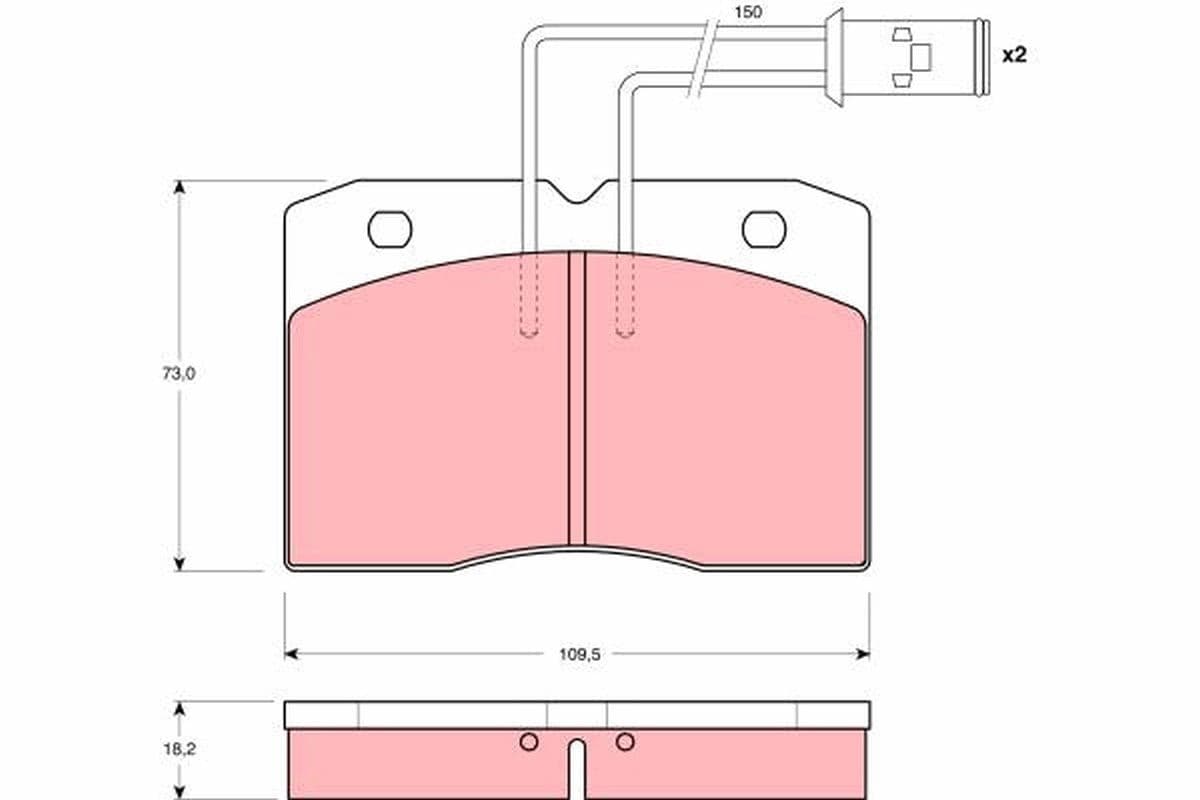 TRW Bremsbeläge GDB1152 109,5x73 Stärke 18,2 mm mit Warnkontakt