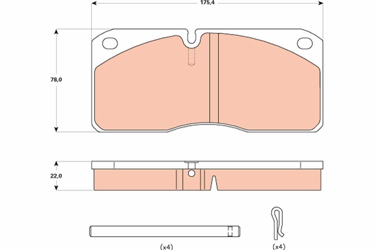 TRW Bremsbeläge GDB5058 175,4x78 Stärke 22 mm für Warnkontakt