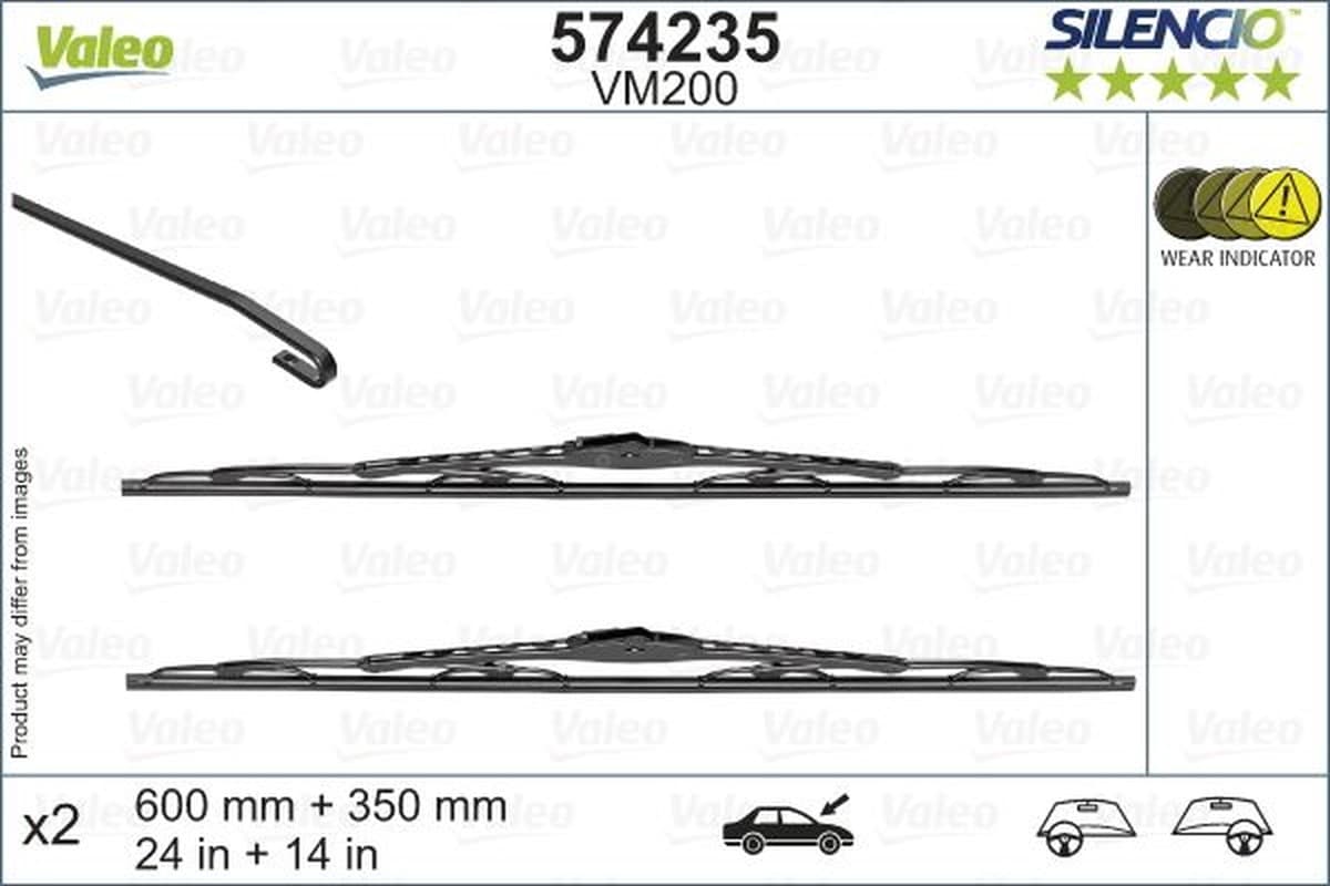 VALEO 574235 Wischerblatt Längen 600 mm + 350 mm vorn Bügelwischer