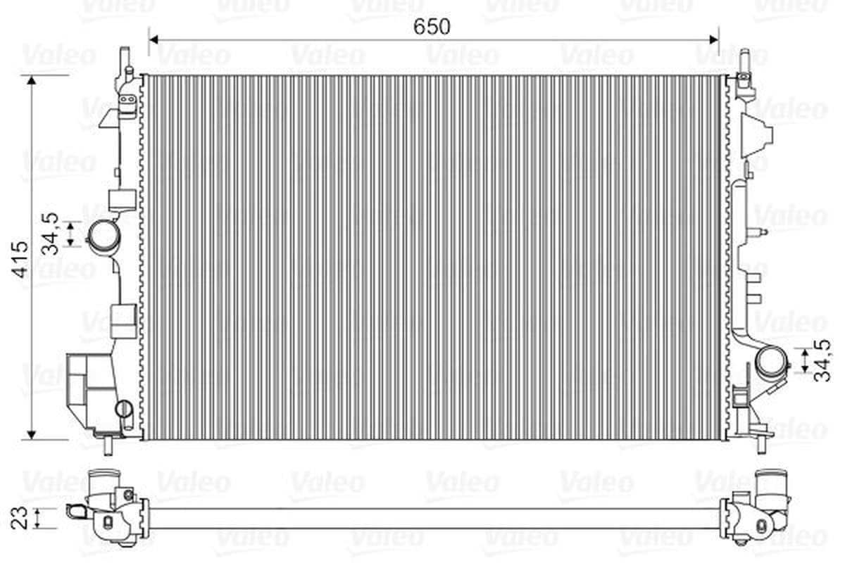 VALEO Radiateur moteur 734981 650x403x23 mm aluminium