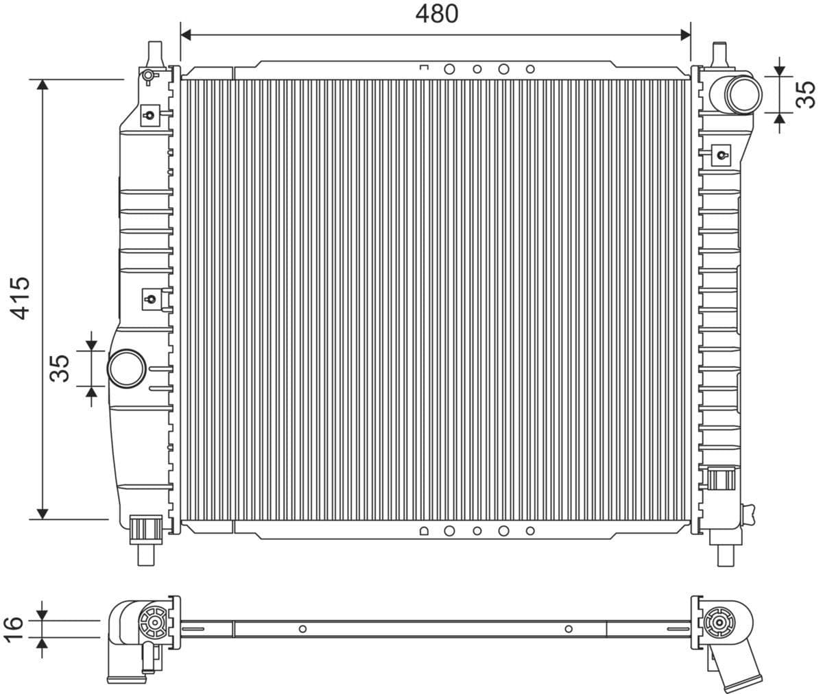 VALEO Radiateur moteur 735157 480x416x16 mm aluminium