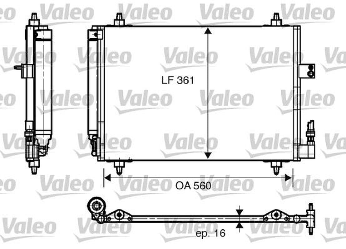 VALEO Kondensator Klimaanlage 817824 361x560x16 mm mit Trockner R 134a Aluminium