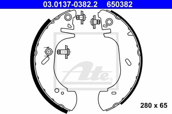 ATE Jeu de machoires de frein 03.0137-0382.2 diamètre 280 mm 65 mm E1 90R-011043/090