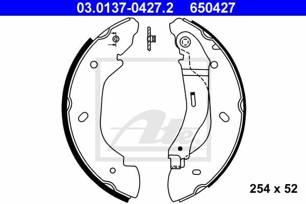 ATE Jeu de machoires de frein 03.0137-0427.2 diamètre 254 mm 52 mm E1 90R-011043/139 avec levier