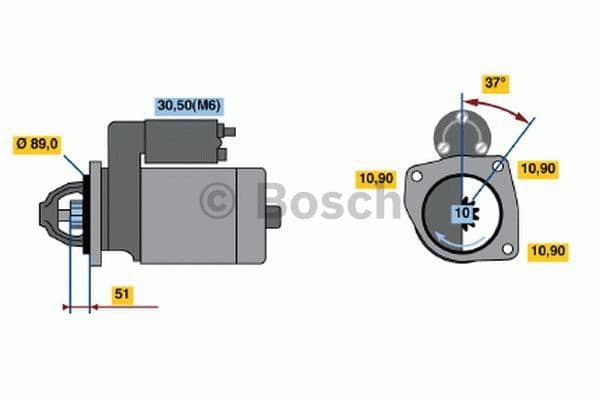 BOSCH 0001231012 démarreur 24 V 4 kW 10 dents rotation horaire bride 89 mm