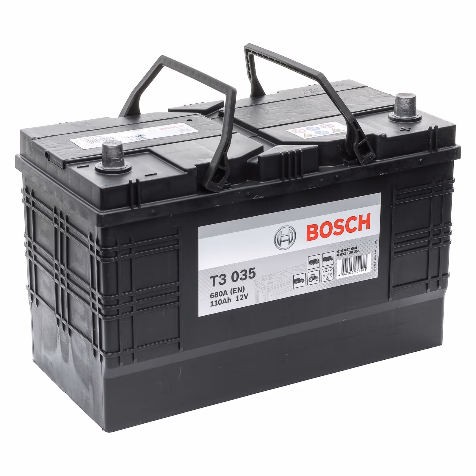 BOSCH T3 035 Batterie auto plomb-acide 12V 110Ah 680A droite 349x175x235 mm