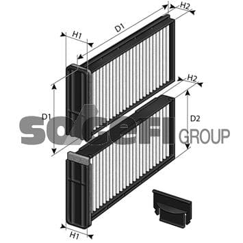 PURFLUX filtre d'habitacle AH355-2 anti-pollen 228x102x25 mm