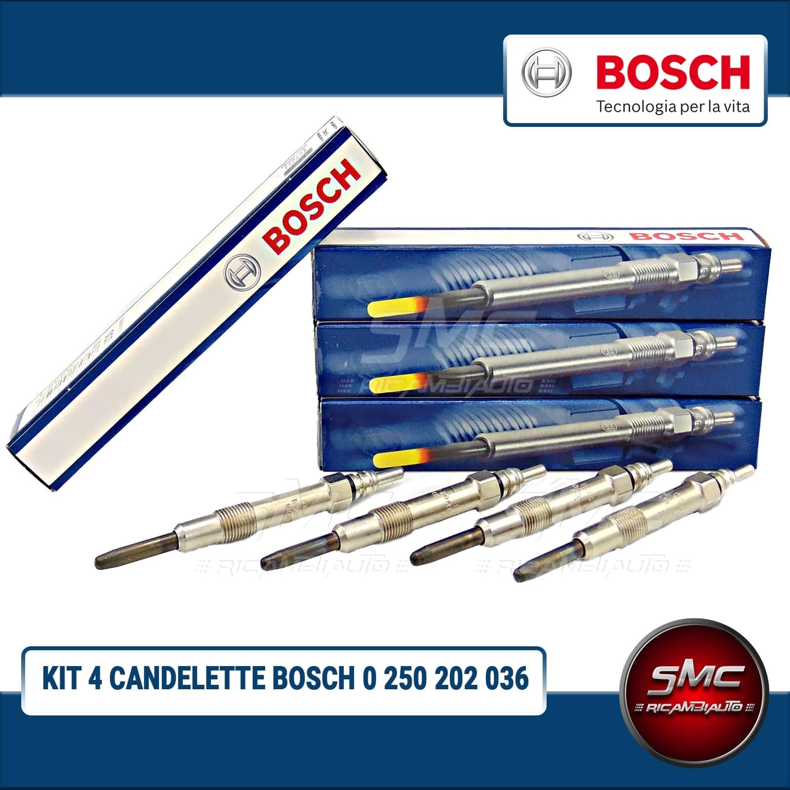 Glühkerzen-Kit Bosch 0250202036-4 Fiat, Lancia