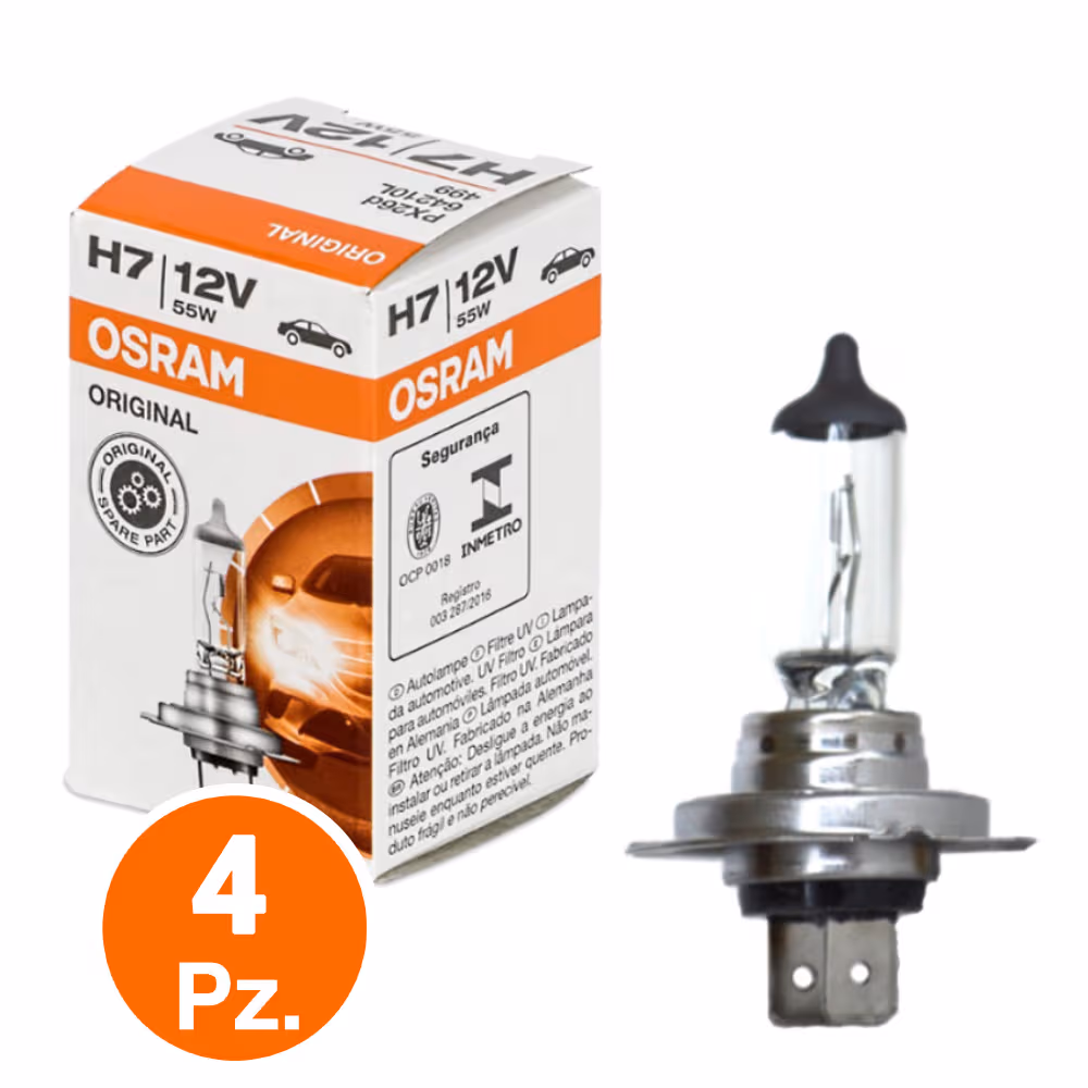 OSRAM H7 halogène Original lot de 4 12V 55W, ampoule auto pour éclairage véhicule
