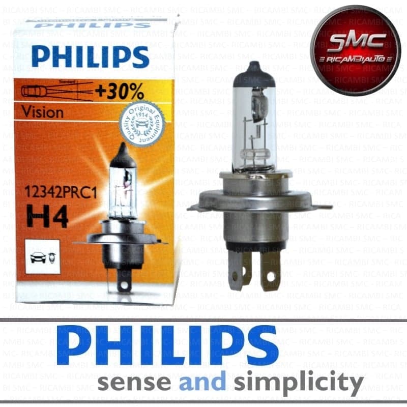 PHILIPS H4 halogène Vision 12V 60/55W, ampoule auto pour phare véhicule