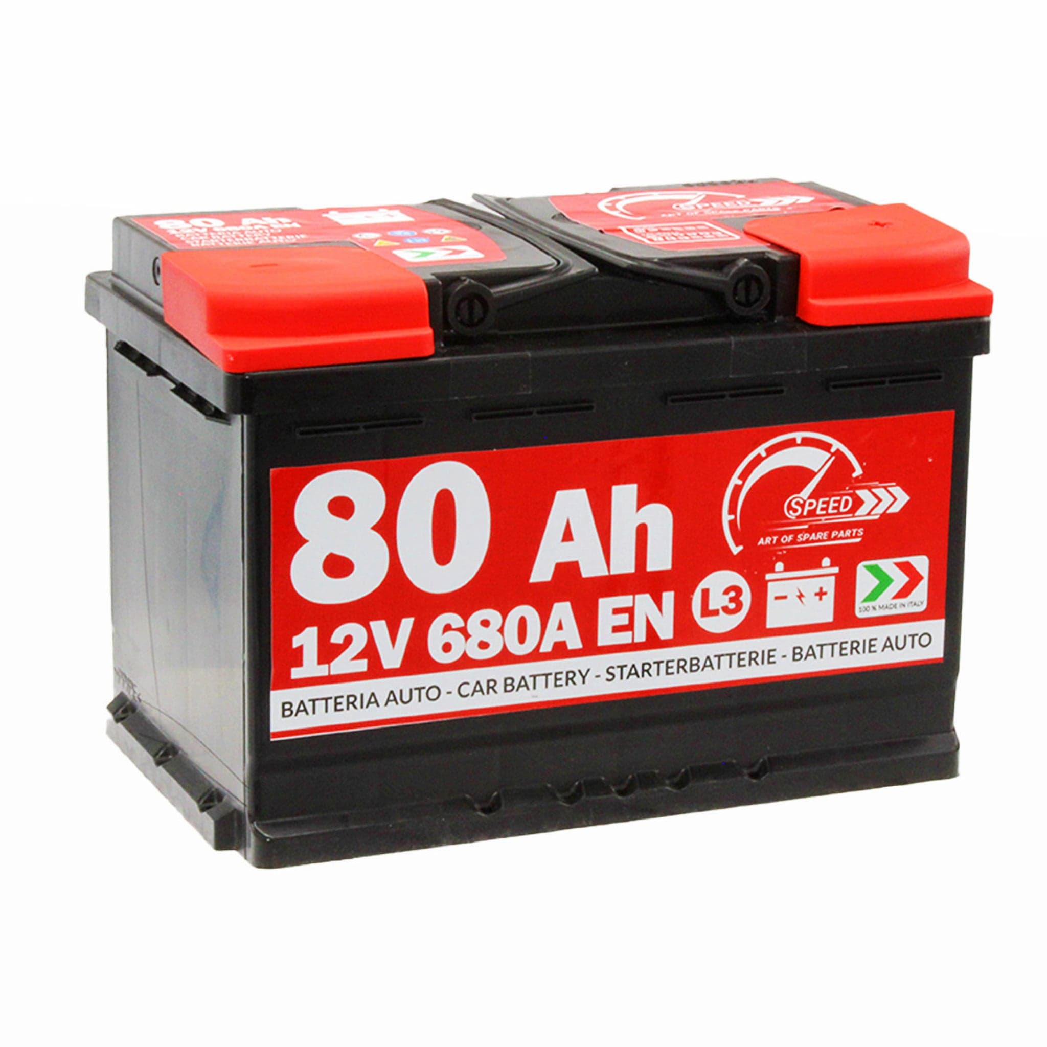 SPEED 7903639 Batterie auto plomb-acide 12V 80Ah 680A droite 278x175x190 mm