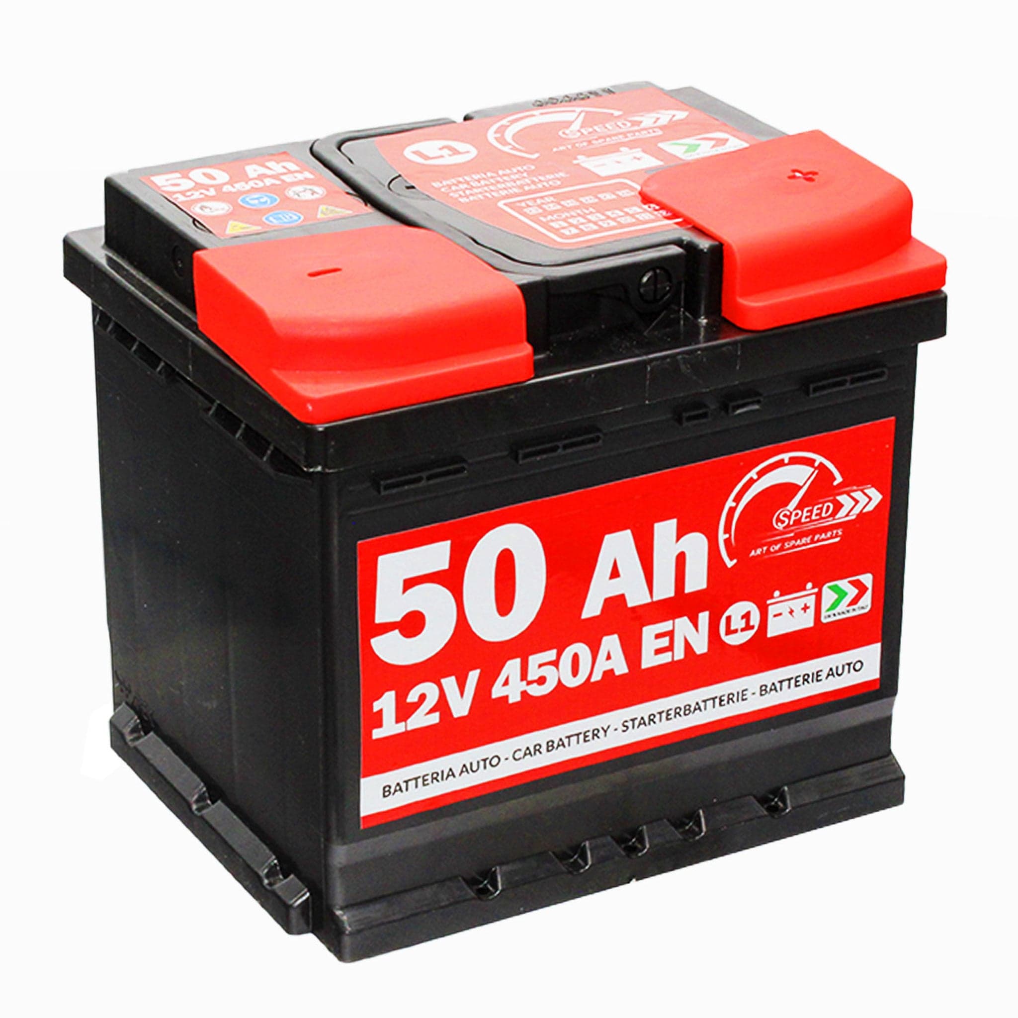 SPEED 7906103 Batterie auto plomb-acide 12V 50Ah 450A droite 207x175x190 mm