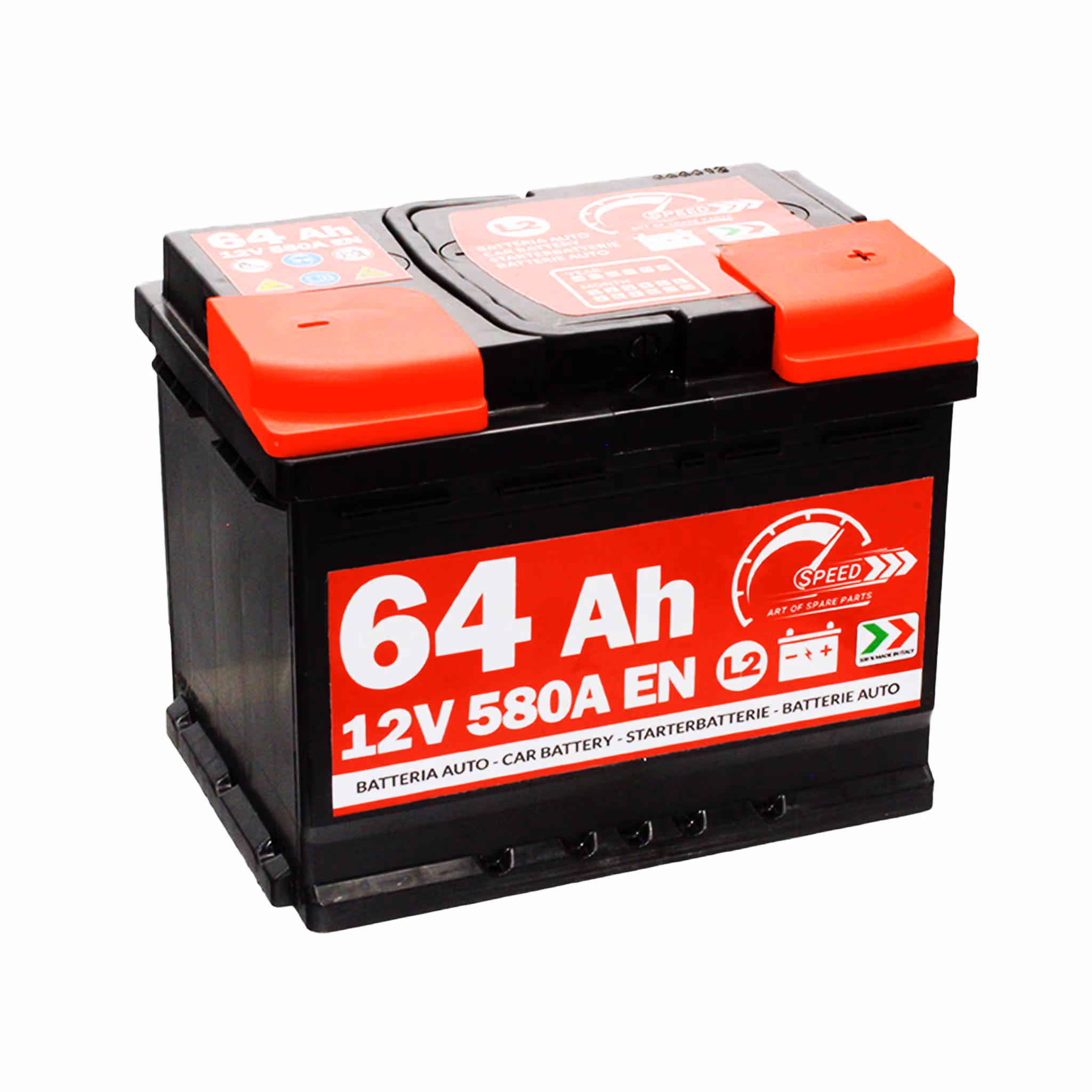SPEED L264 Batterie auto plomb-acide 12V 64Ah 580A droite 242x175x190 mm