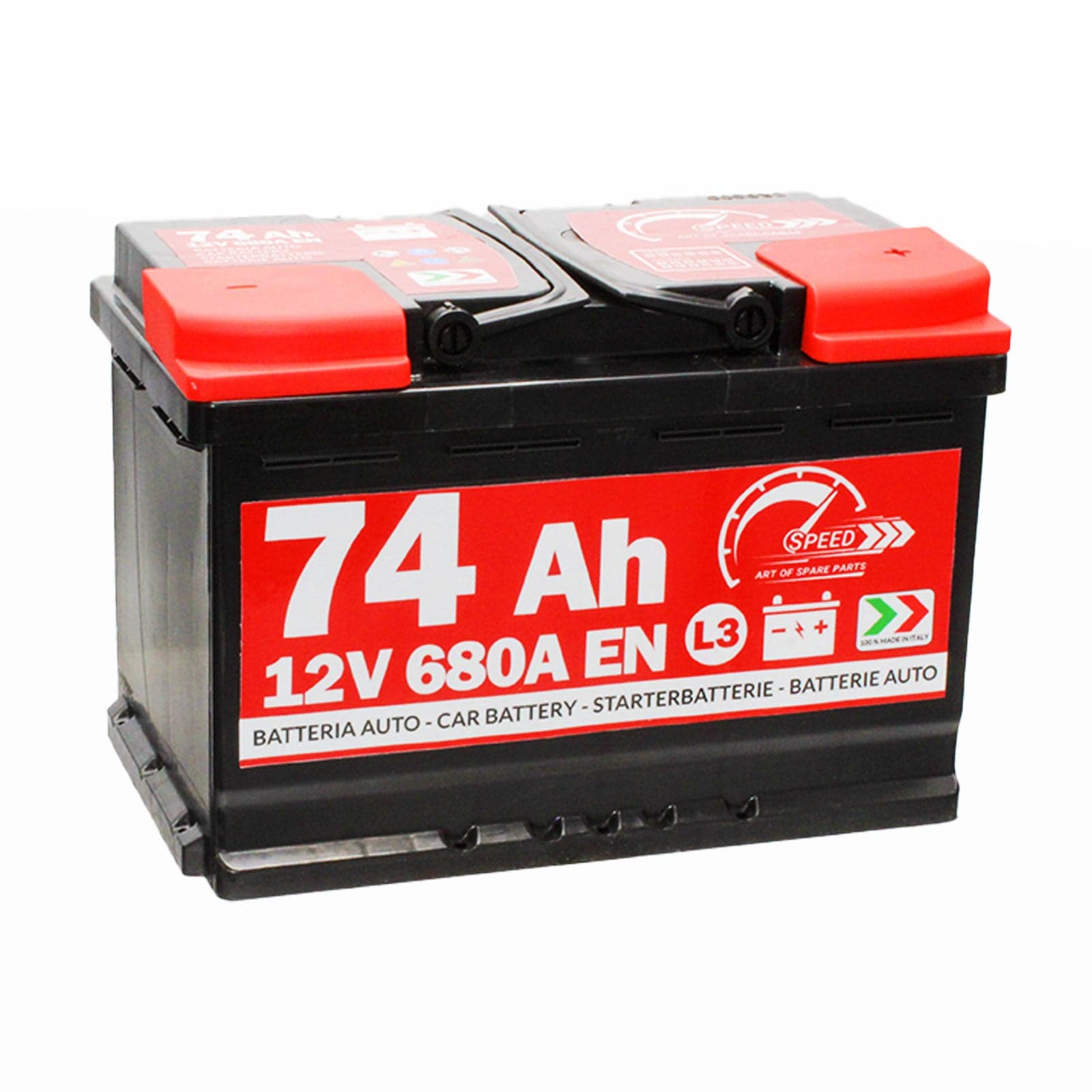 SPEED L374 Batterie auto plomb-acide 12V 74Ah 680A droite 278x175x190 mm
