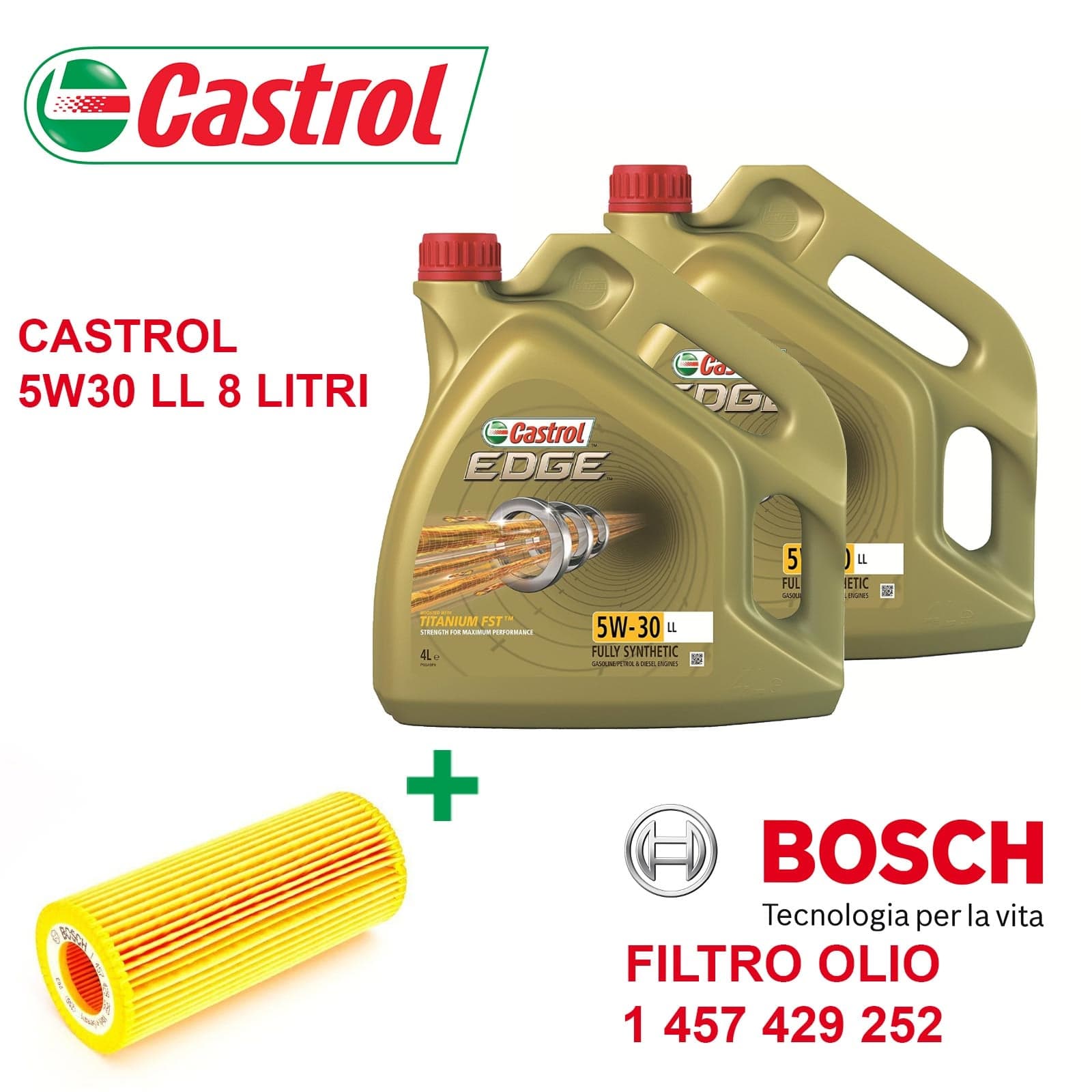 Filtro Olio Bosch 1457429252 e Castrol 5W30 8 Litri
