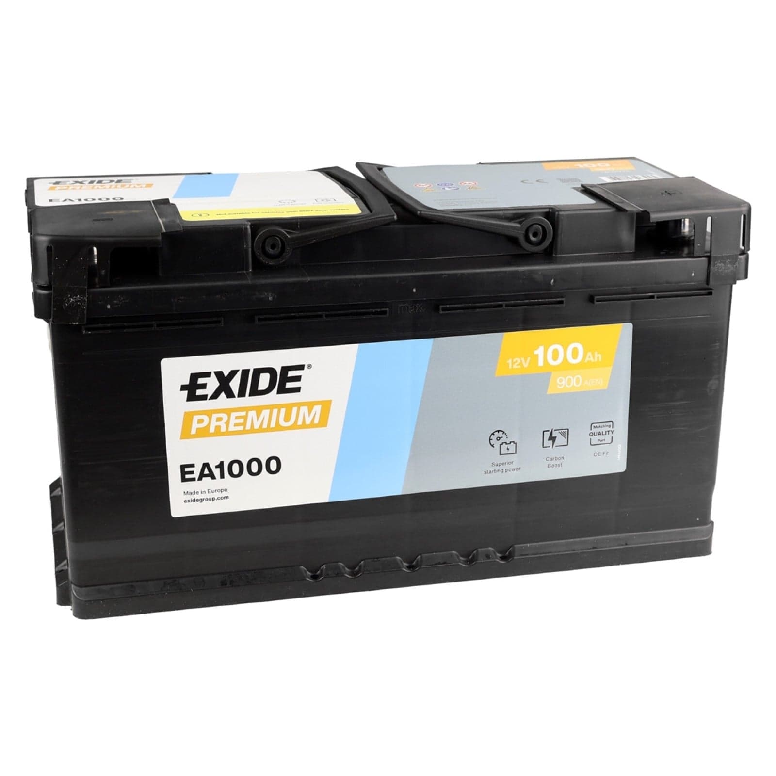 EXIDE Premium Carbon Boost EA1 Batterie auto plomb-acide 12V 100Ah 900A droite