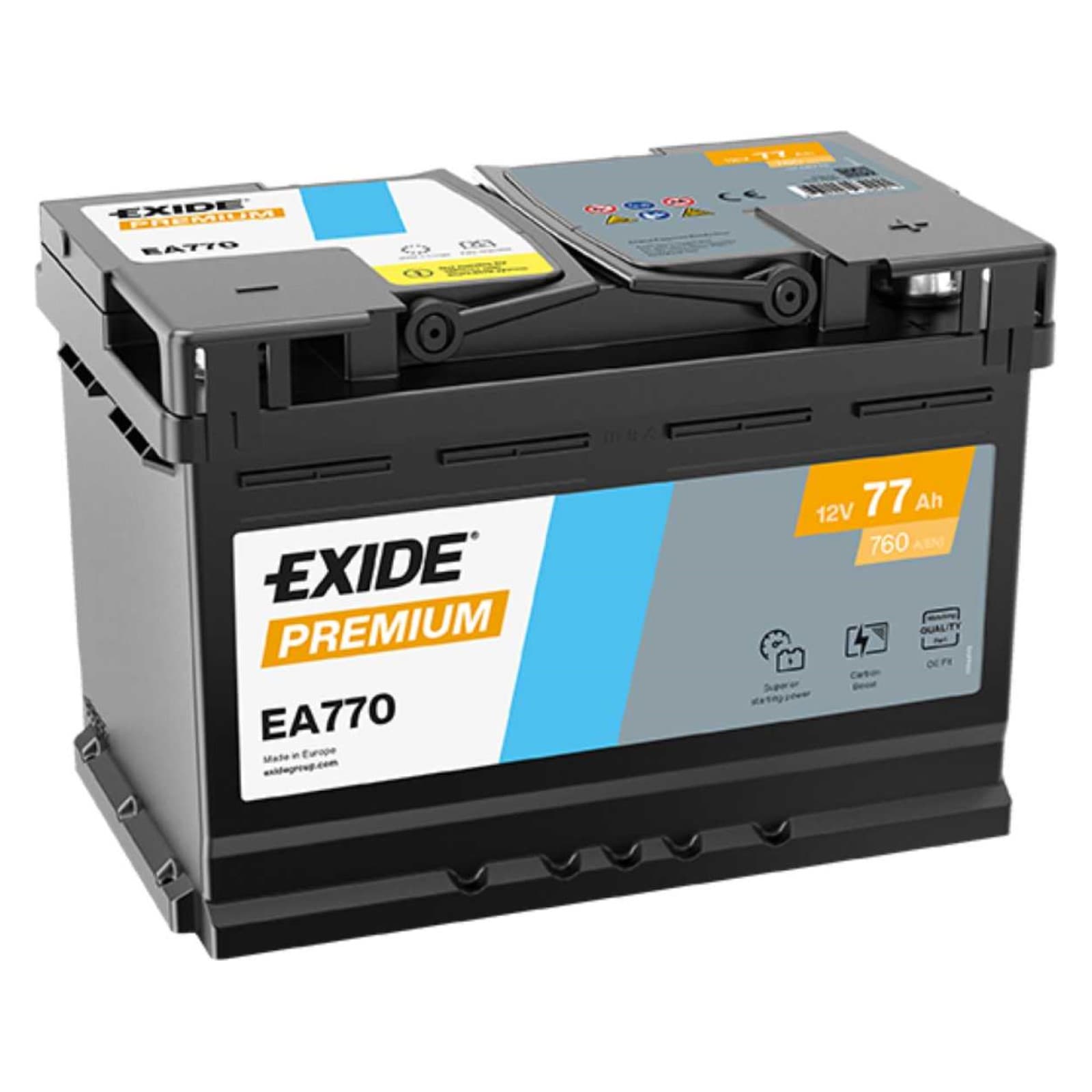 EXIDE Premium Carbon Boost EA7 Batterie auto plomb-acide 12V 77Ah 760A droite