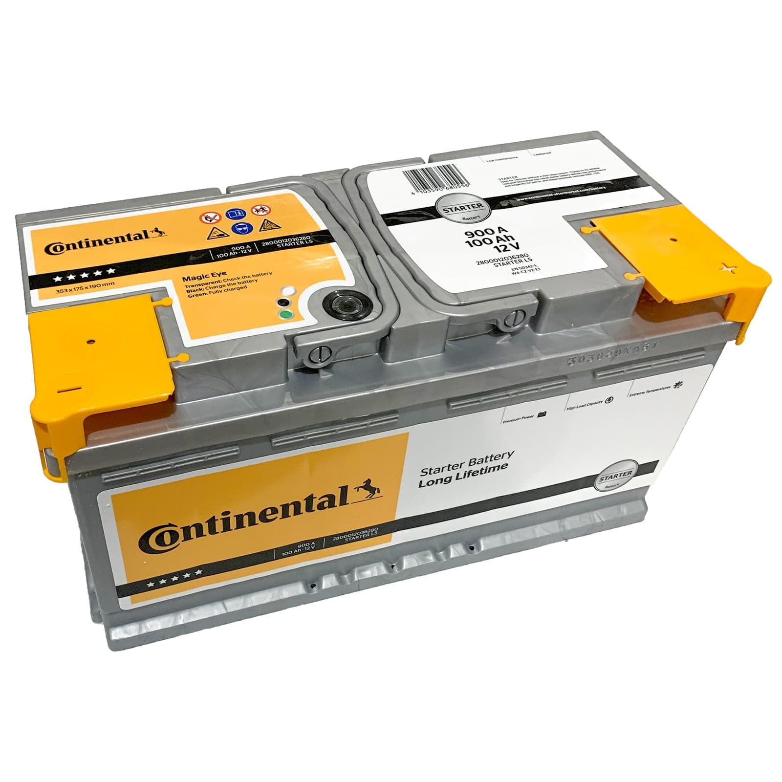 CONTINENTAL L5 Batterie auto plomb-acide 12V 100Ah 900A droite 353x175x190 mm