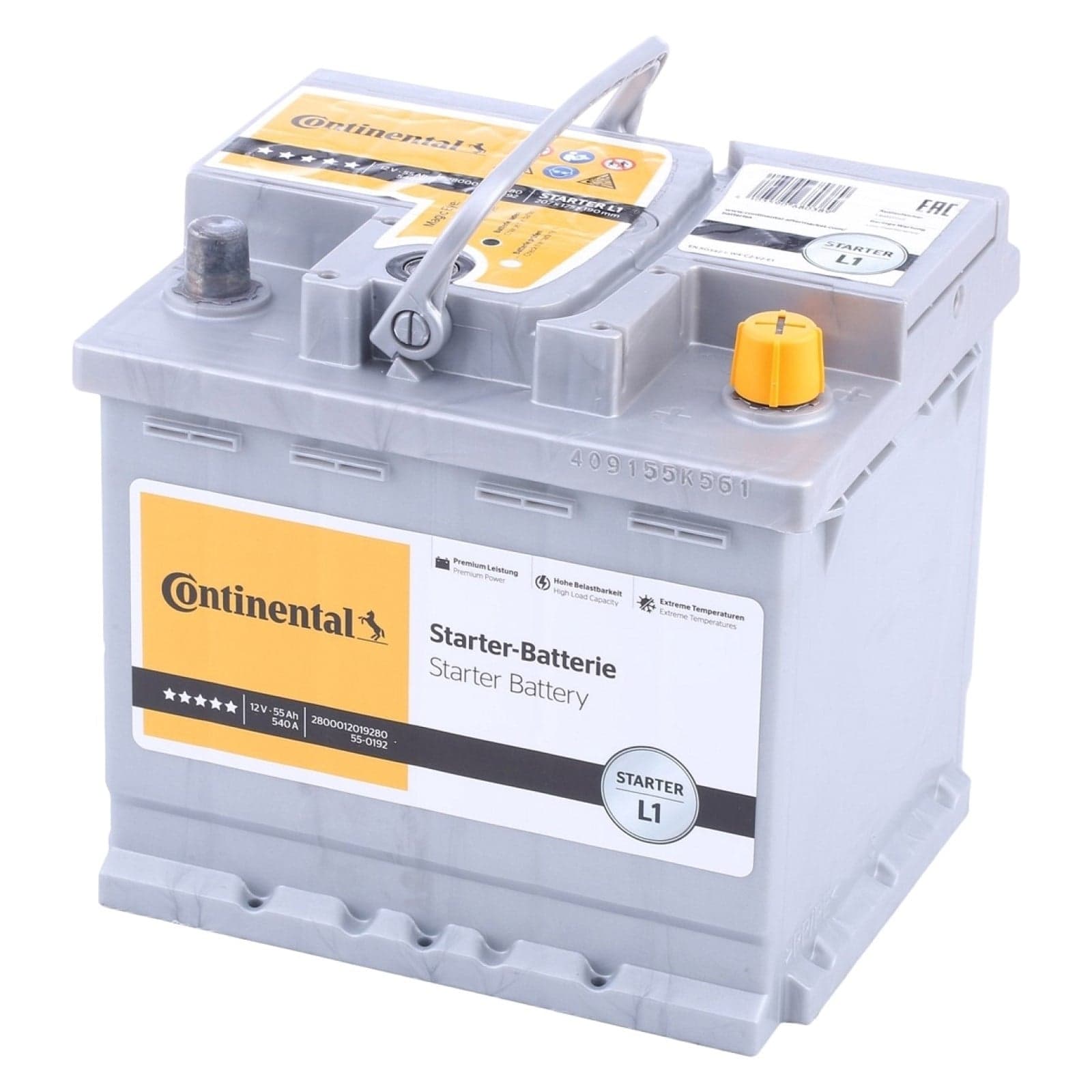 CONTINENTAL L1 Batterie auto plomb-acide 12V 55Ah 540A droite 207x175x190 mm