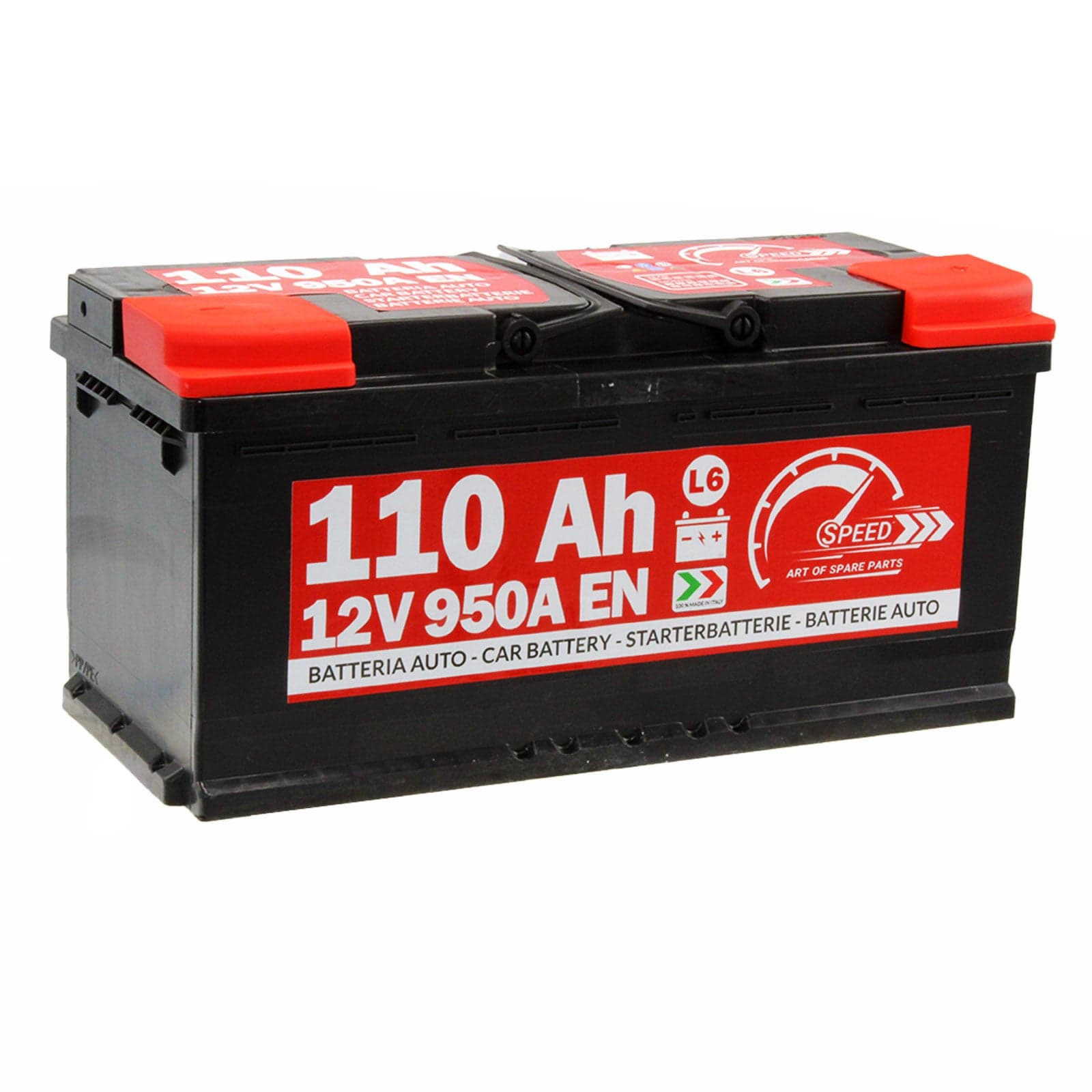 SPEED 7906140 Batterie auto plomb-acide 12V 110Ah 950A droite 394x175x190 mm