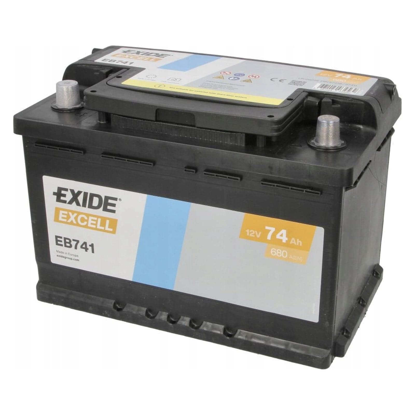 EXIDE EB741 Batterie auto plomb-acide 12V 74Ah 680A gauche 278x175x190 mm