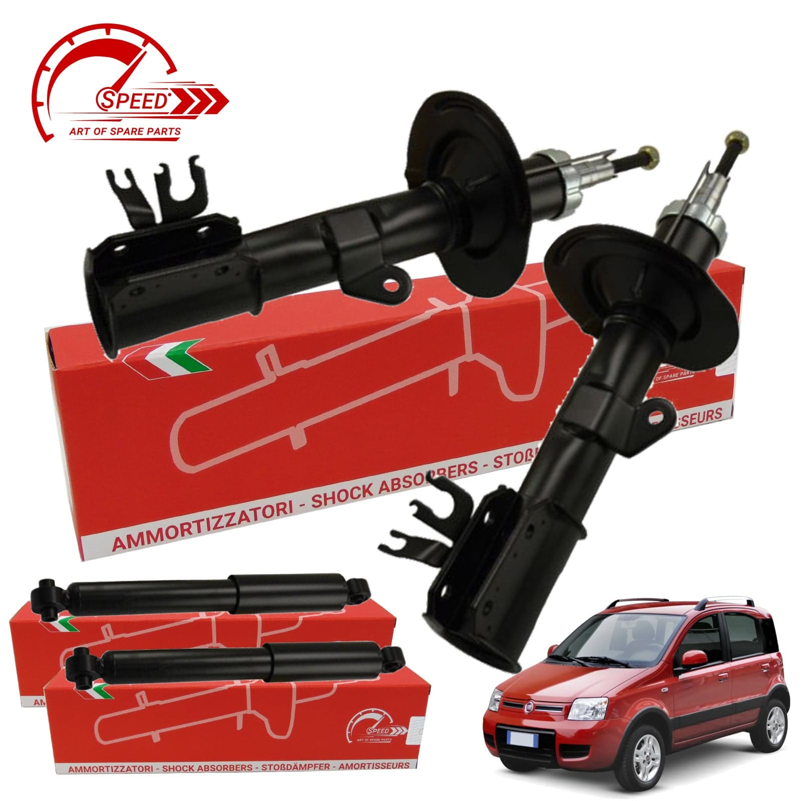 4er Stoßdämpfer-Set Vorne und Hinten Speed Fiat Panda 169 4x4