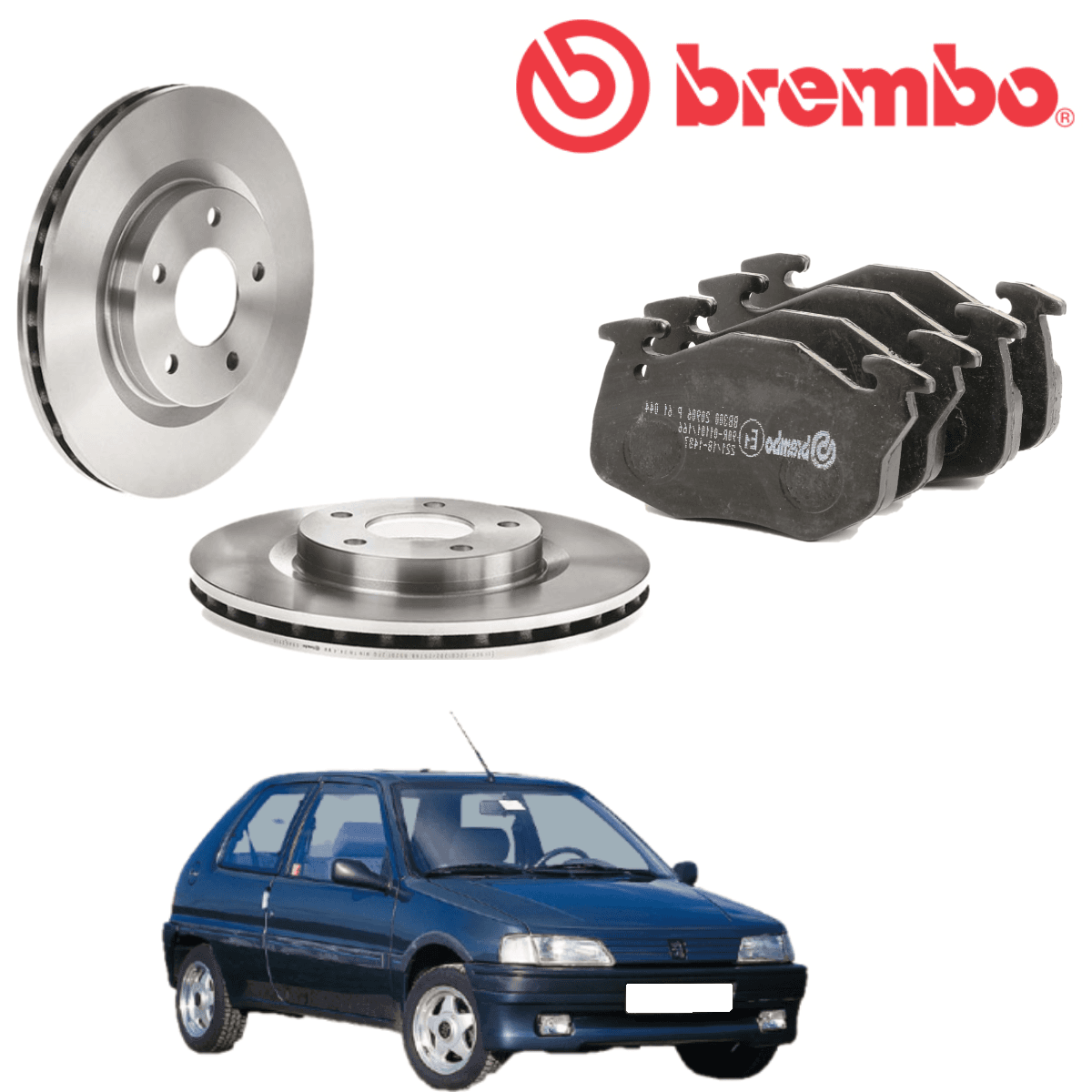 Bremsscheiben- und Bremsbelagsatz Vorderachse Brembo Peugeot 106 (1A, 1C)