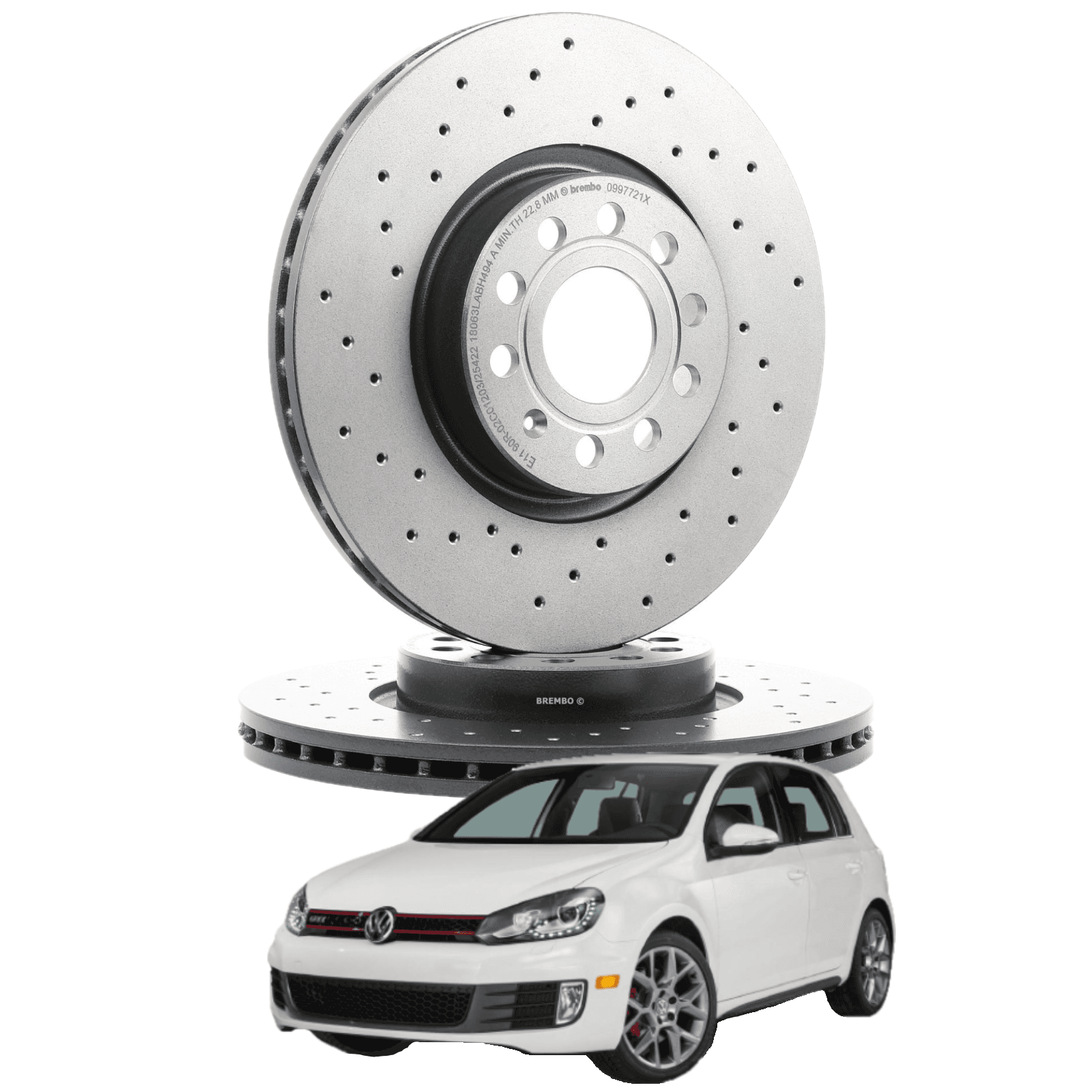 Gelochte Bremsscheiben-Set Vorne Brembo VW Golf VI/VII Audi A3