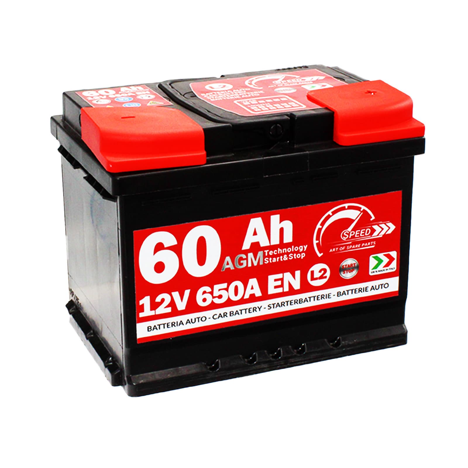 SPEED Autobatterie AGM 12V 60Ah 650A rechts 242x175x190 mm 7900061