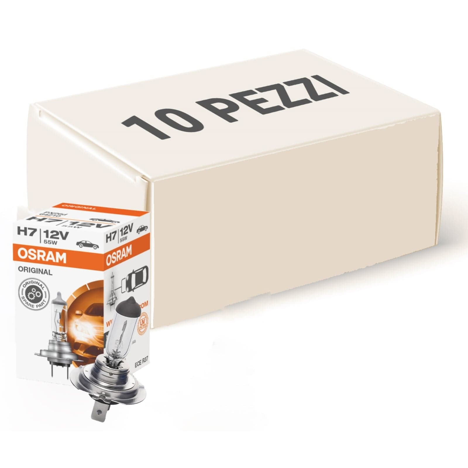OSRAM H7 halogène Original Line lot de 10 12V 55W, ampoule auto pour phare véhicule