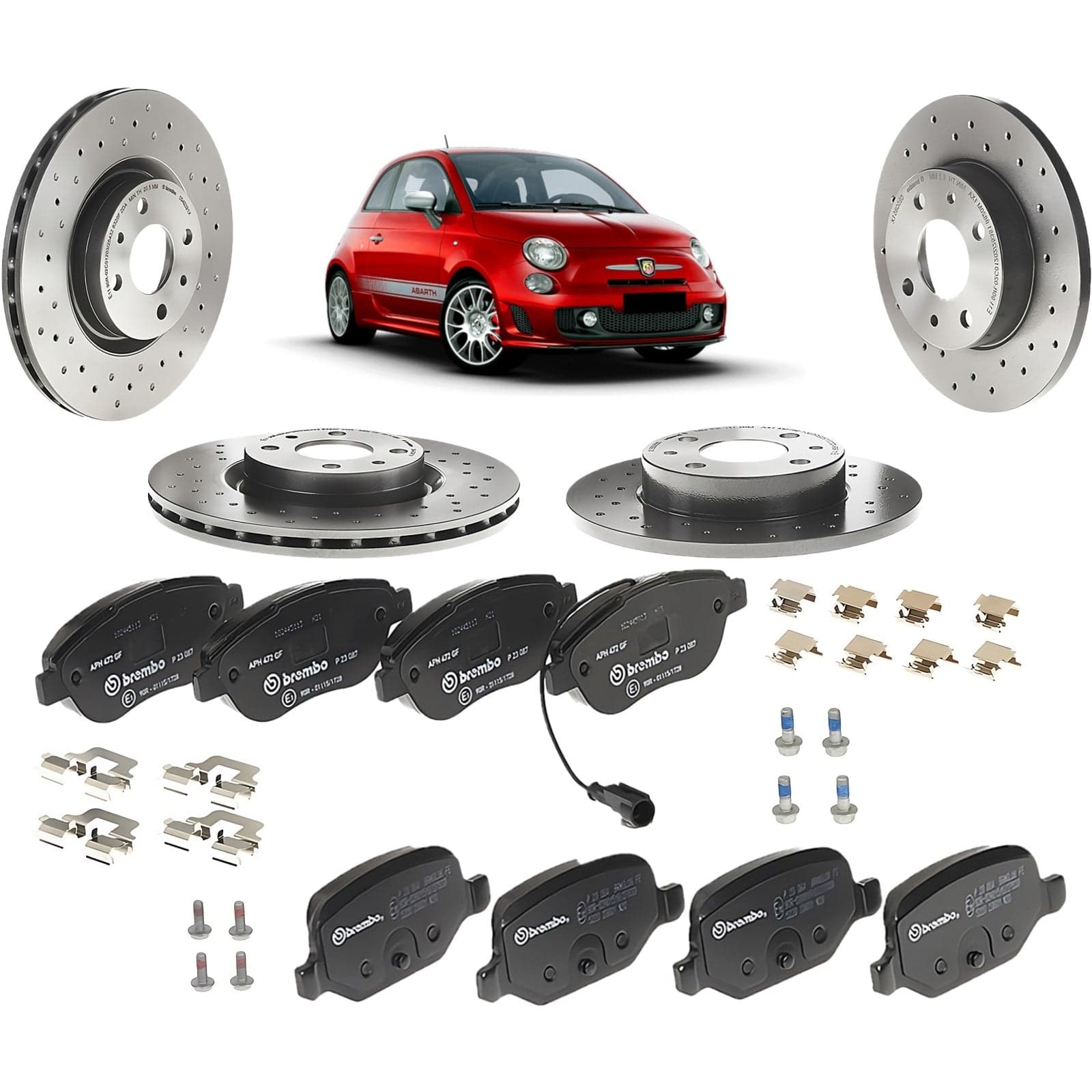 Bremsscheiben- und Bremsbelagsatz Brembo Fiat 500/500C Abarth, Idea, Lancia Musa