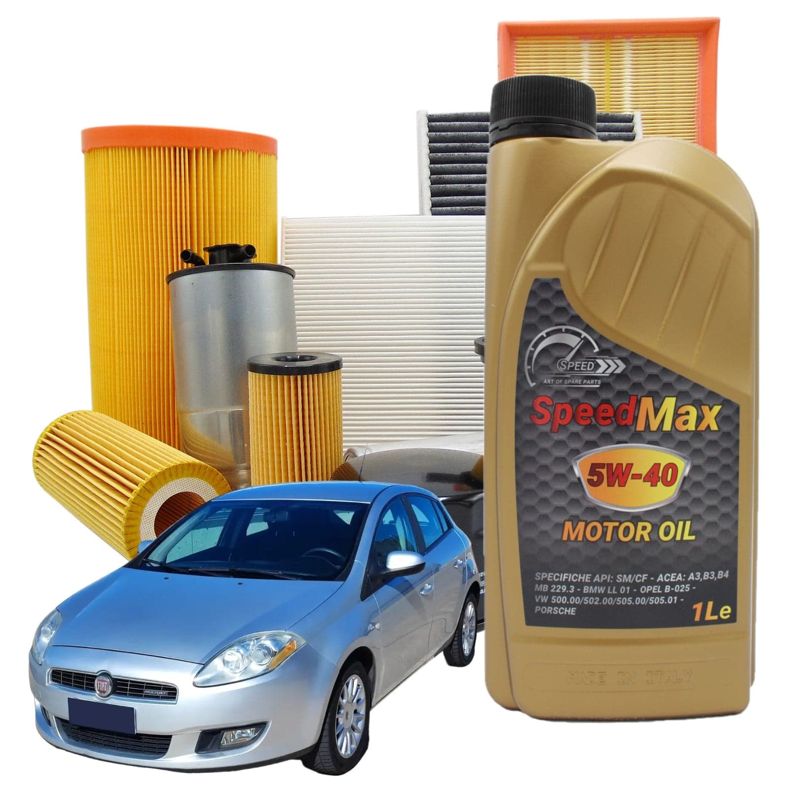 Kit Tagliando 5 litri Olio Motore Speed Max 5w40 per Fiat Bravo II