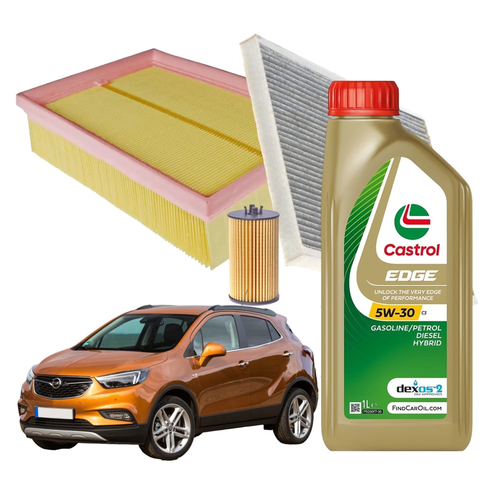 Kit Tagliando Opel Mokka X 3 Filtri 5L Olio Motore Castrol Edge 5w30 C3