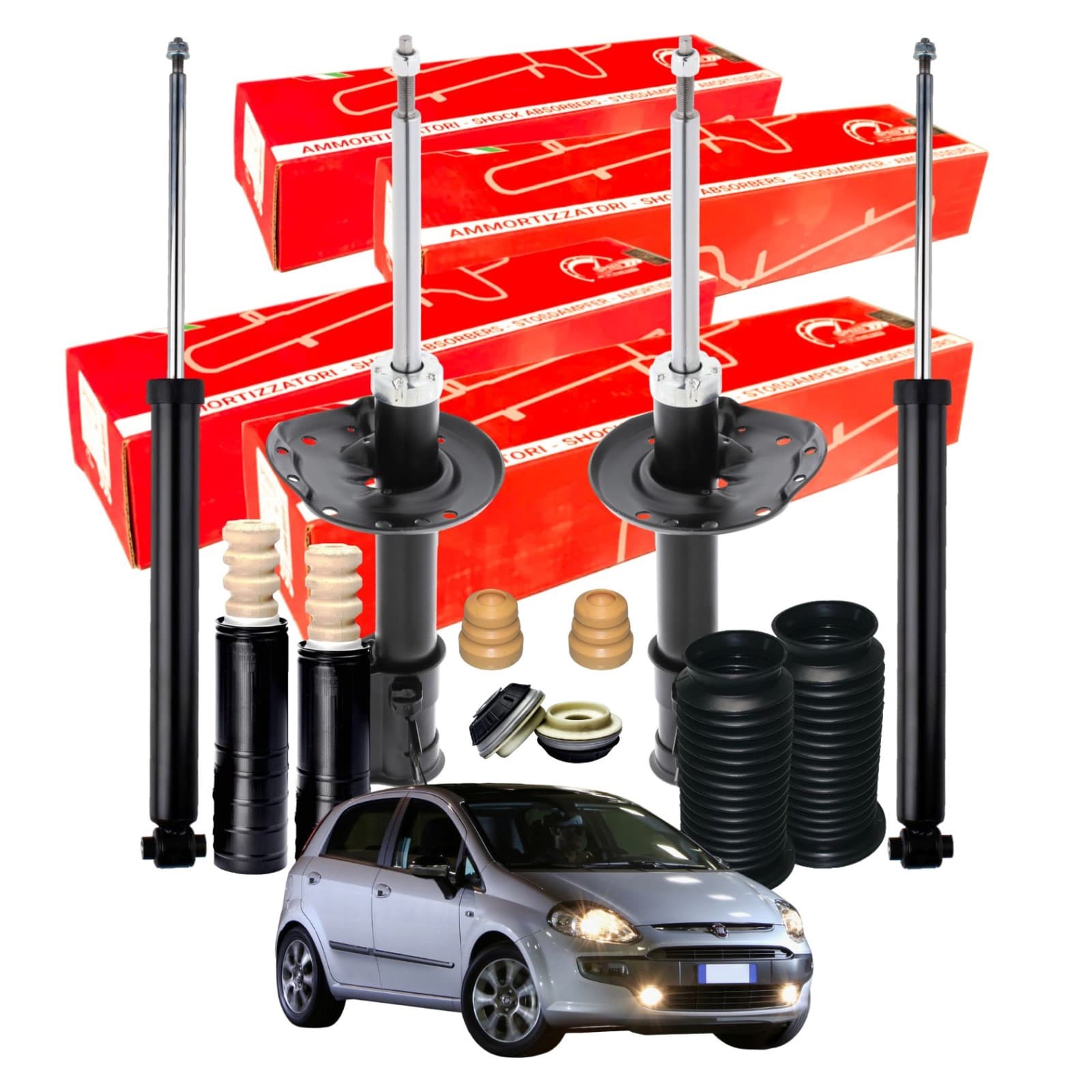 Kit 4 Ammortizzatori Speed Tamponi Supporti Ant E Post Per Fiat Grande Punto Evo