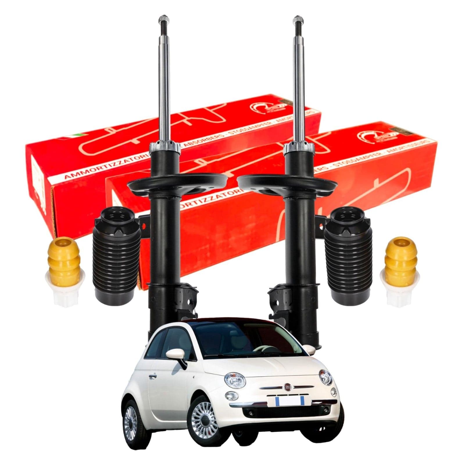 Kit 2 Ammortizzatori Anteriori Speed 2 Tamponi Paracolpo per Fiat 500 e 500 C