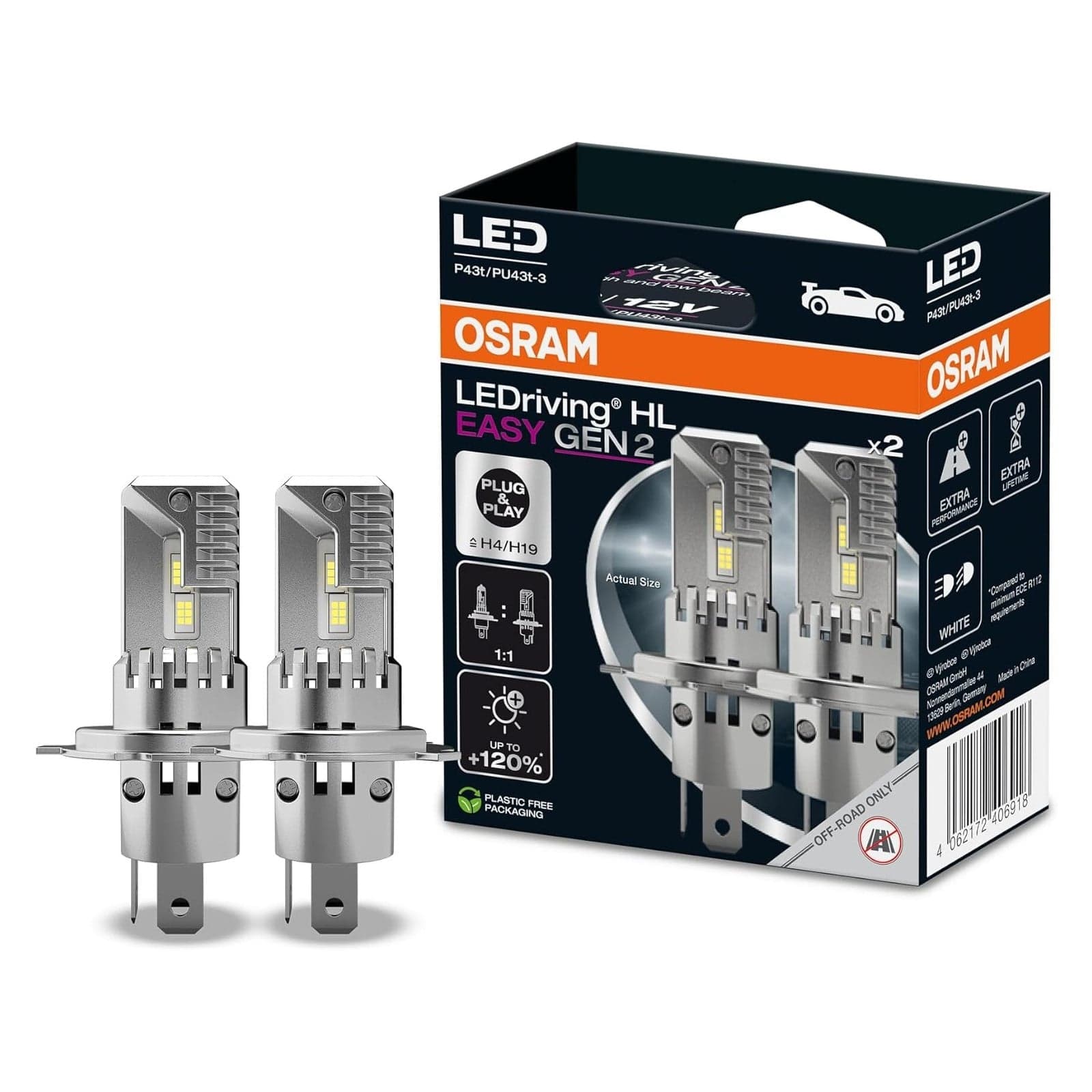 OSRAM LEDriving HL EASY GEN 2 H4 H19 Lampade LED per Abbaglianti e Anabbaglianti