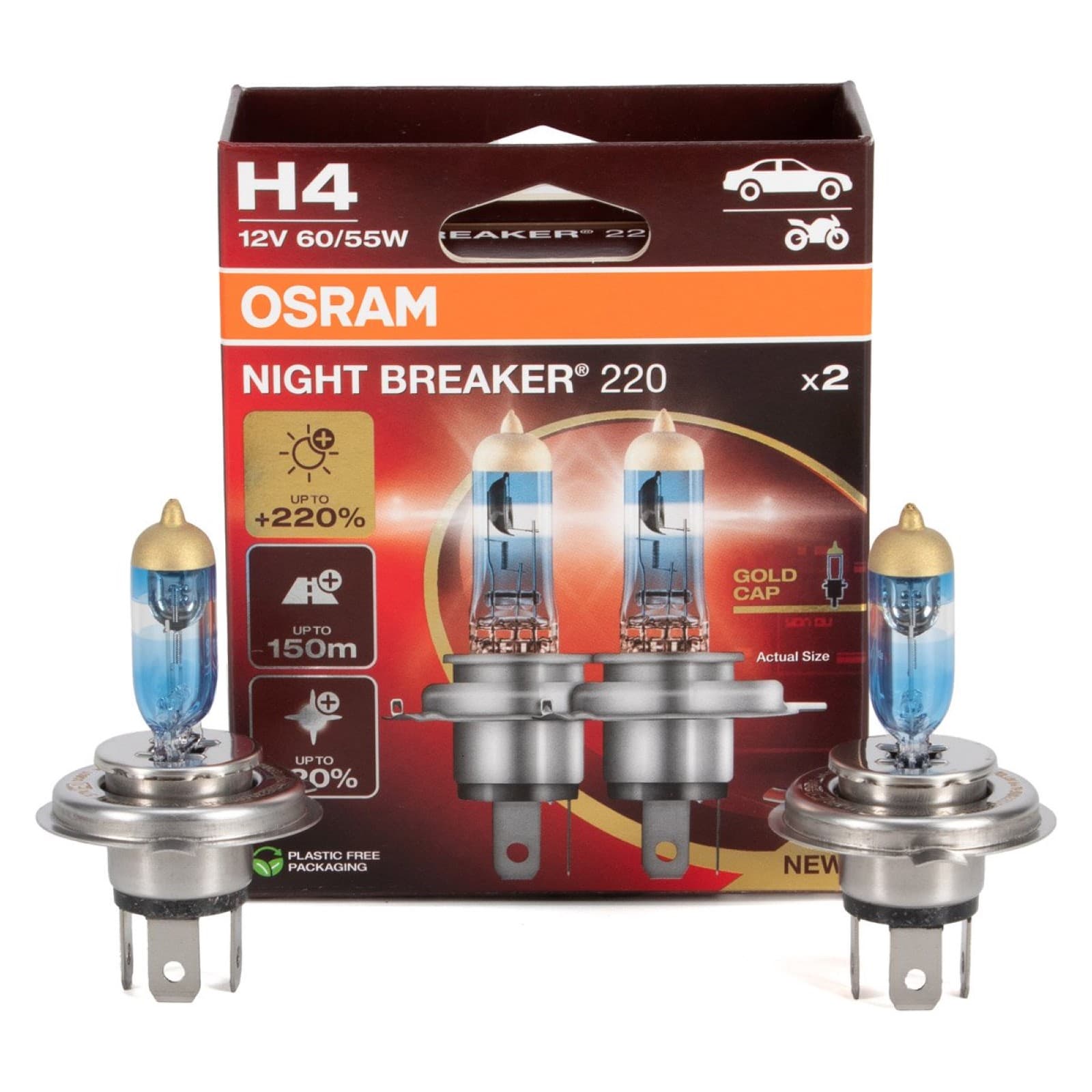 OSRAM H4 halogène NIGHT BREAKER lot de 2 12V 60/55W, ampoule auto pour phare véhicule