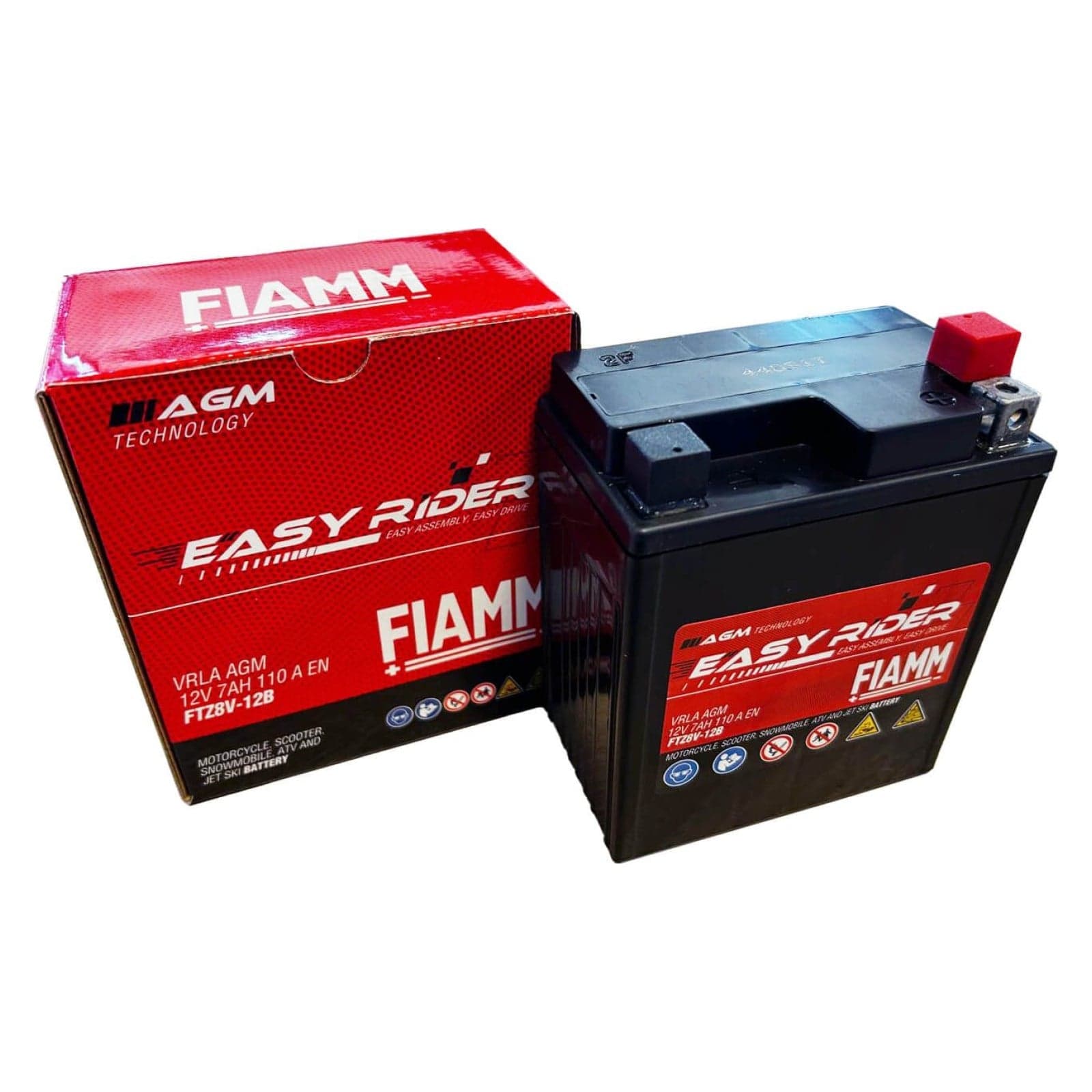 FIAMM FTZ8V-12B Batterie moto AGM 12V 7Ah 110A droite 114x71x130 mm