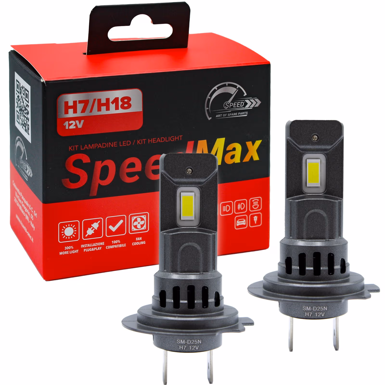 Kit Lampade LED Speed Max H7 H18 con Ventola 10000 Lux Plug&Play Off-Road +300%
