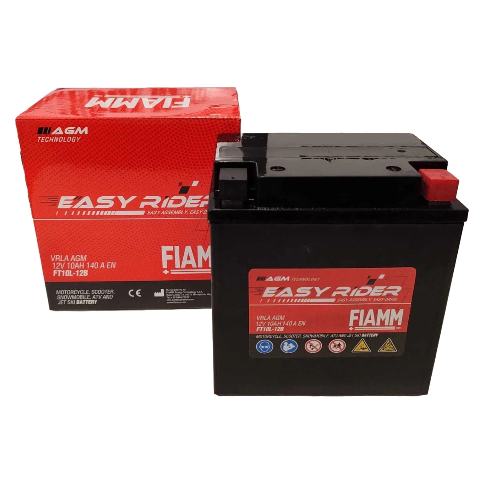 FIAMM FT10L-12B Batterie moto AGM 12V 10Ah 140A droite 135x90x145 mm