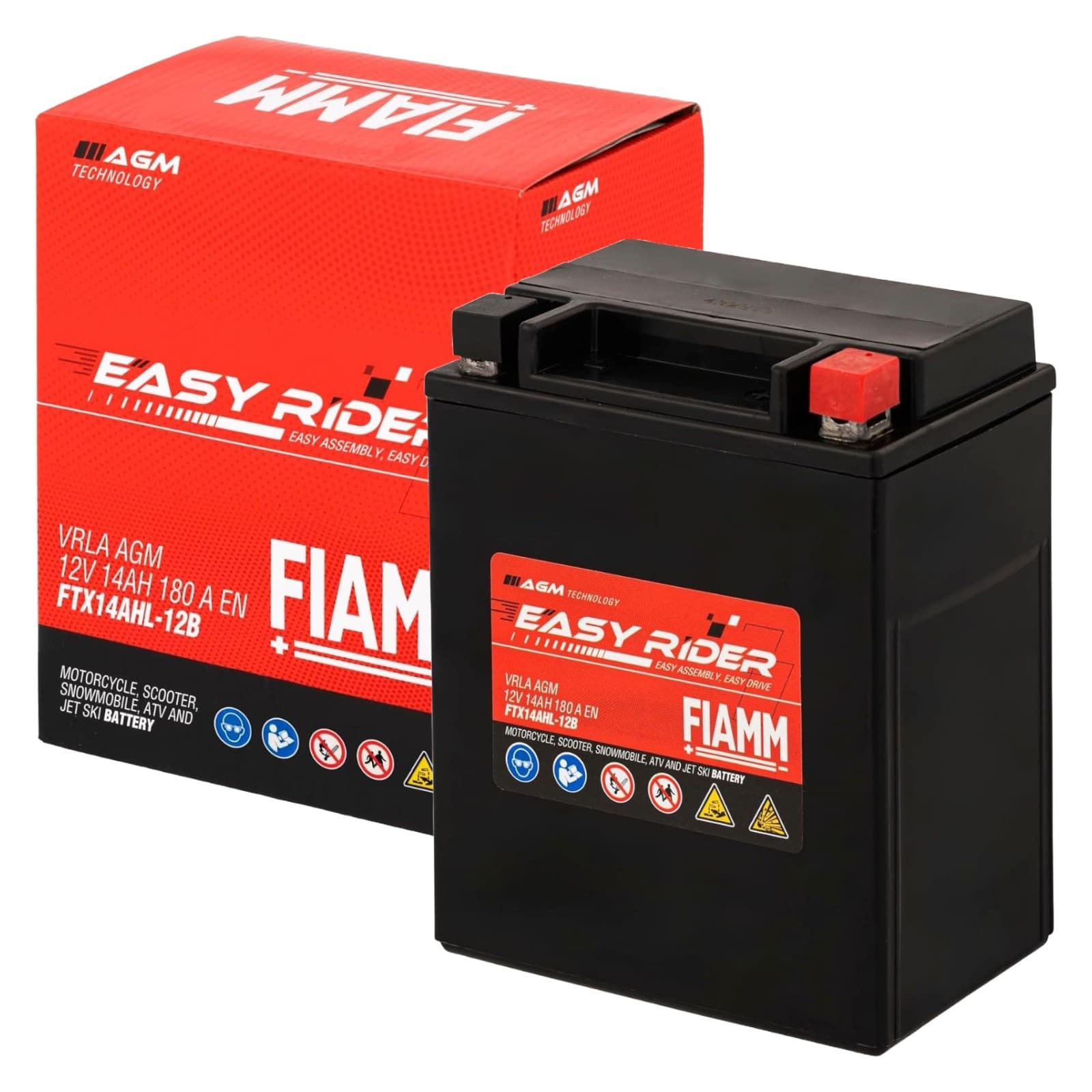 FIAMM FTX14AHL-12B Batterie moto AGM 12V 14Ah 180A droite 134x90x166 mm