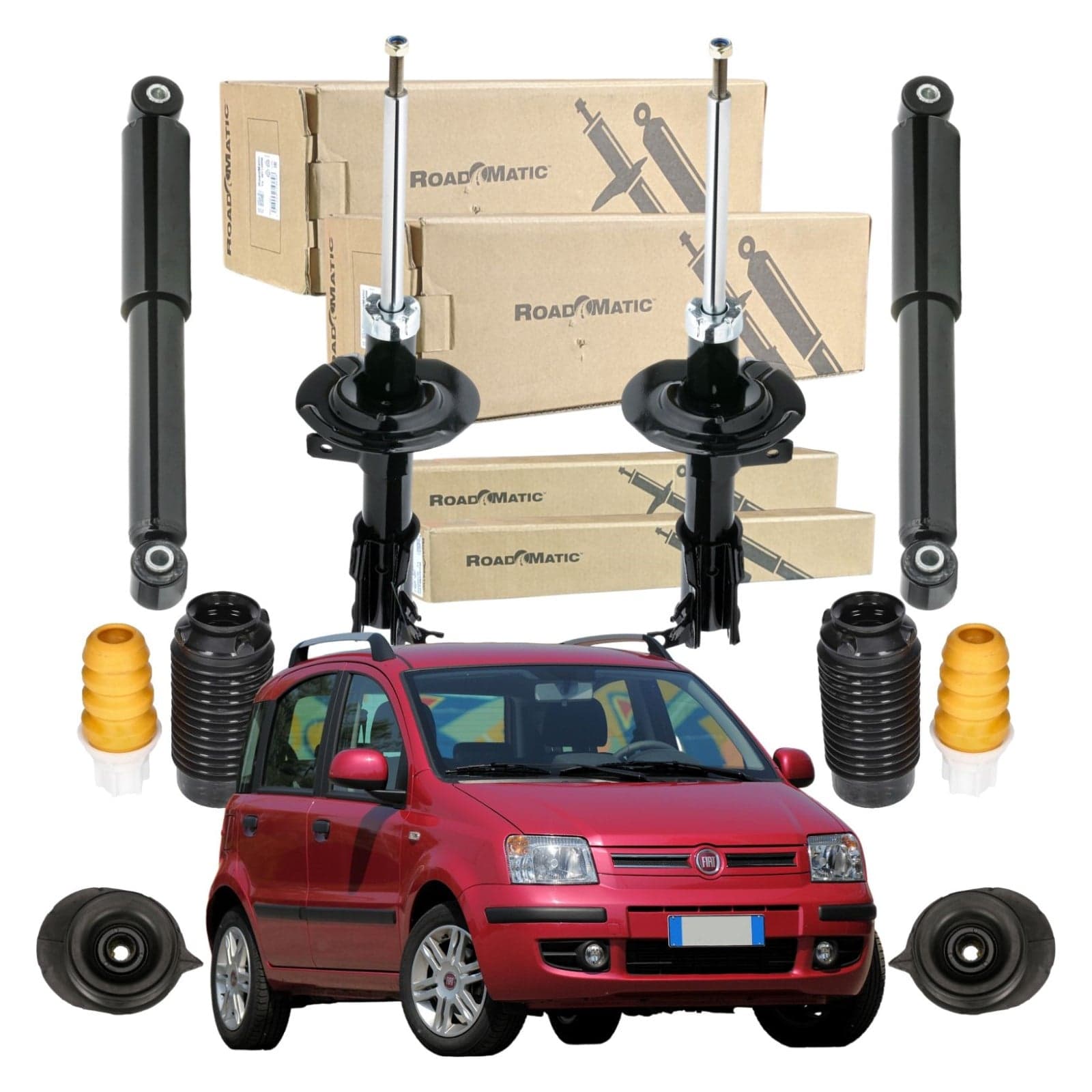 Kit ammortizzatori Monroe RoadMatic Fiat Panda 169 4×4 + tamponi + supporti