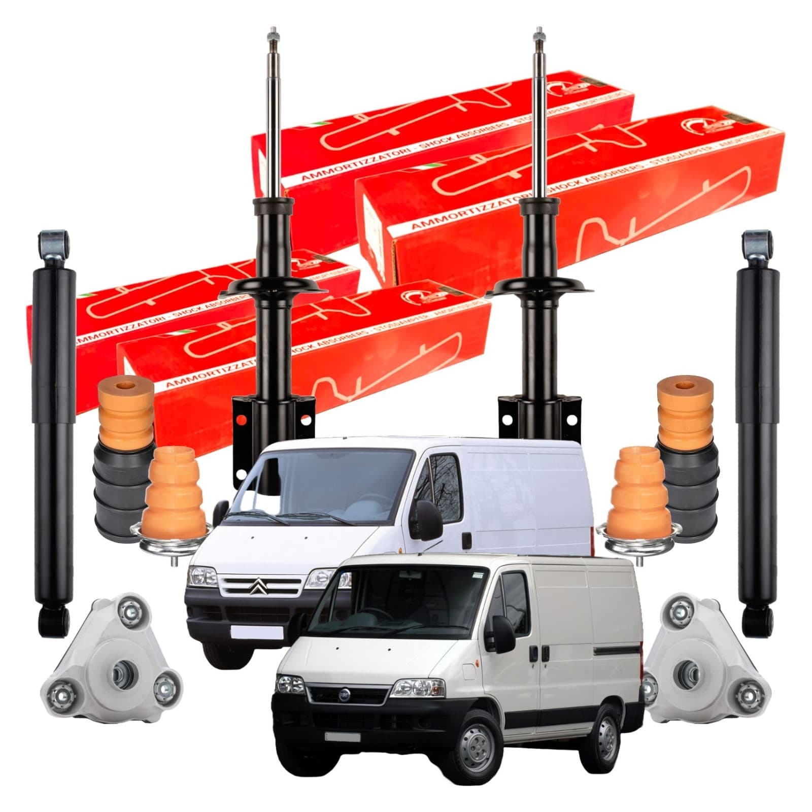 KIT 4 Ammortizzatori Speed + Tamponi e Supporti Fiat Ducato e Citroen Jumper