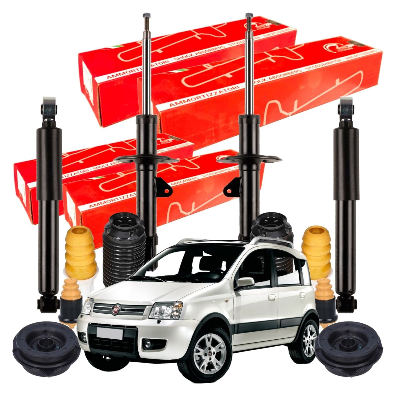 Kit Ammortizzatori Speed Fiat Panda 169 4x4 + Tamponi e Supporti Ant+Post