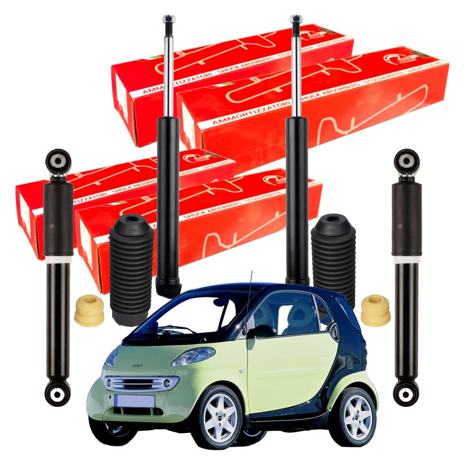 Kit 4 Stoßdämpfer Speed + 2 Anschlagpuffer vorne für Smart Fortwo 450
