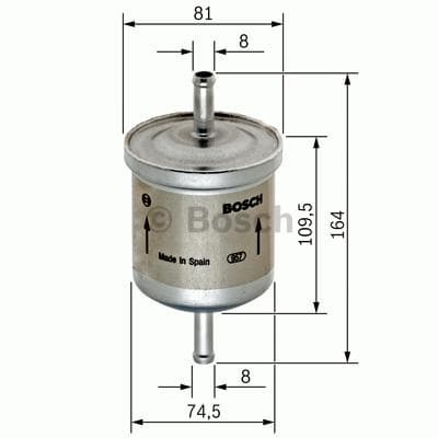BOSCH filtre à carburant 0450905264 en ligne diamètre 82 hauteur 167 mm