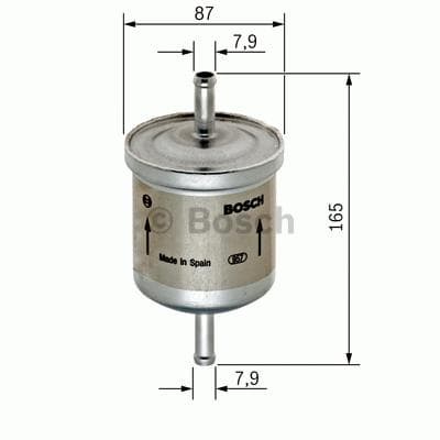 BOSCH Kraftstofffilter Leitungsfilter Durchmesser 87,5 mm Höhe 164 mm 0450905921