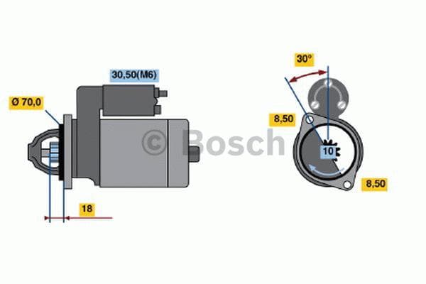 BOSCH 0986021260 démarreur 12 V 1,6 kW 10 dents rotation horaire bride 70 mm